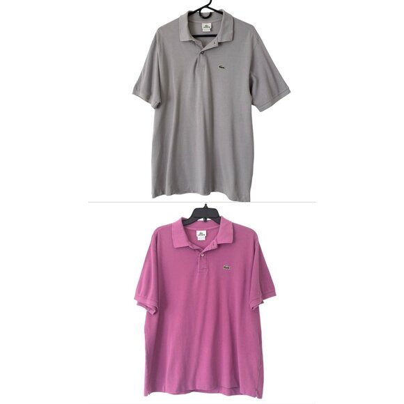 Lacoste Bundle Polo Shirt XL Purple & Gray Short Sleeve Classic Fit Cotton Croc - Picture 1 of 11